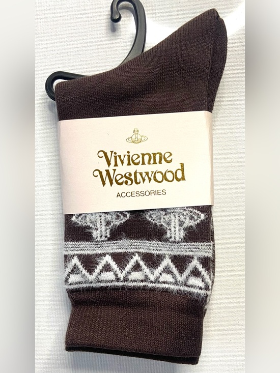 Vivienne Westwood Other - Vivienne Westwood Brown and White Patterned Crew Socks